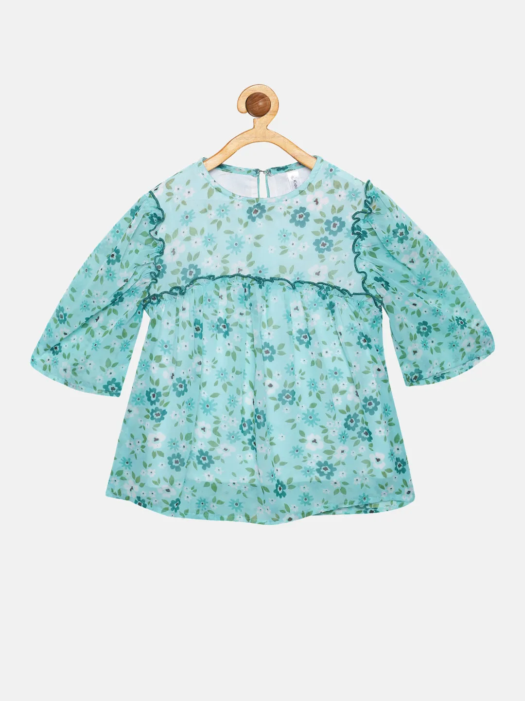 Girls Yoke & Armhole Gathered Frill Top