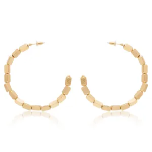 Gold Square Bead Hoop Earrings