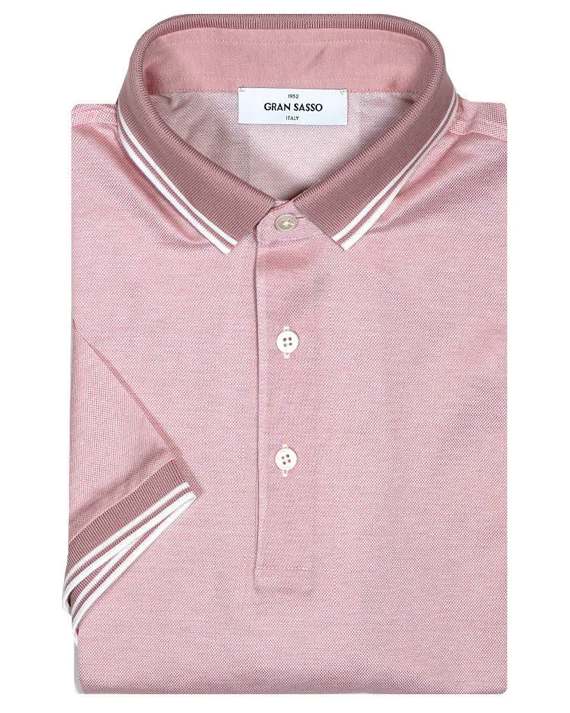 Gran Sasso Tennis Button Polo - Pink