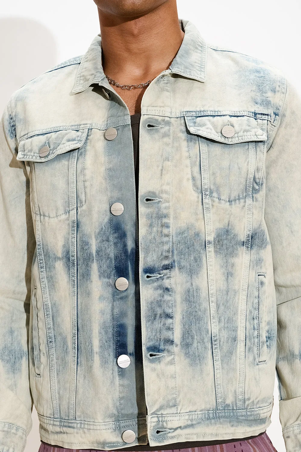 Groovy Tie-Dye Men's Denim Trucker Jacket