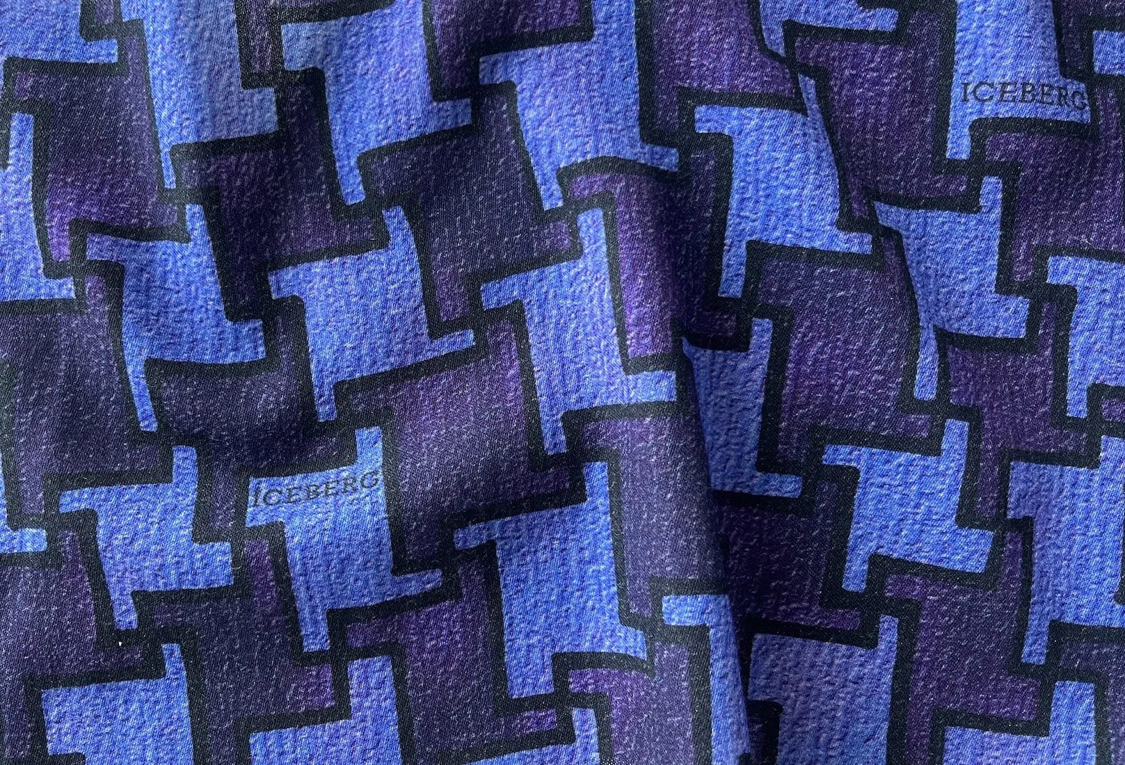 Iceburg Lightweight Plum & Purple Mock Houndstooth Signature Wool/Cashmere Blend (Made in Italy)