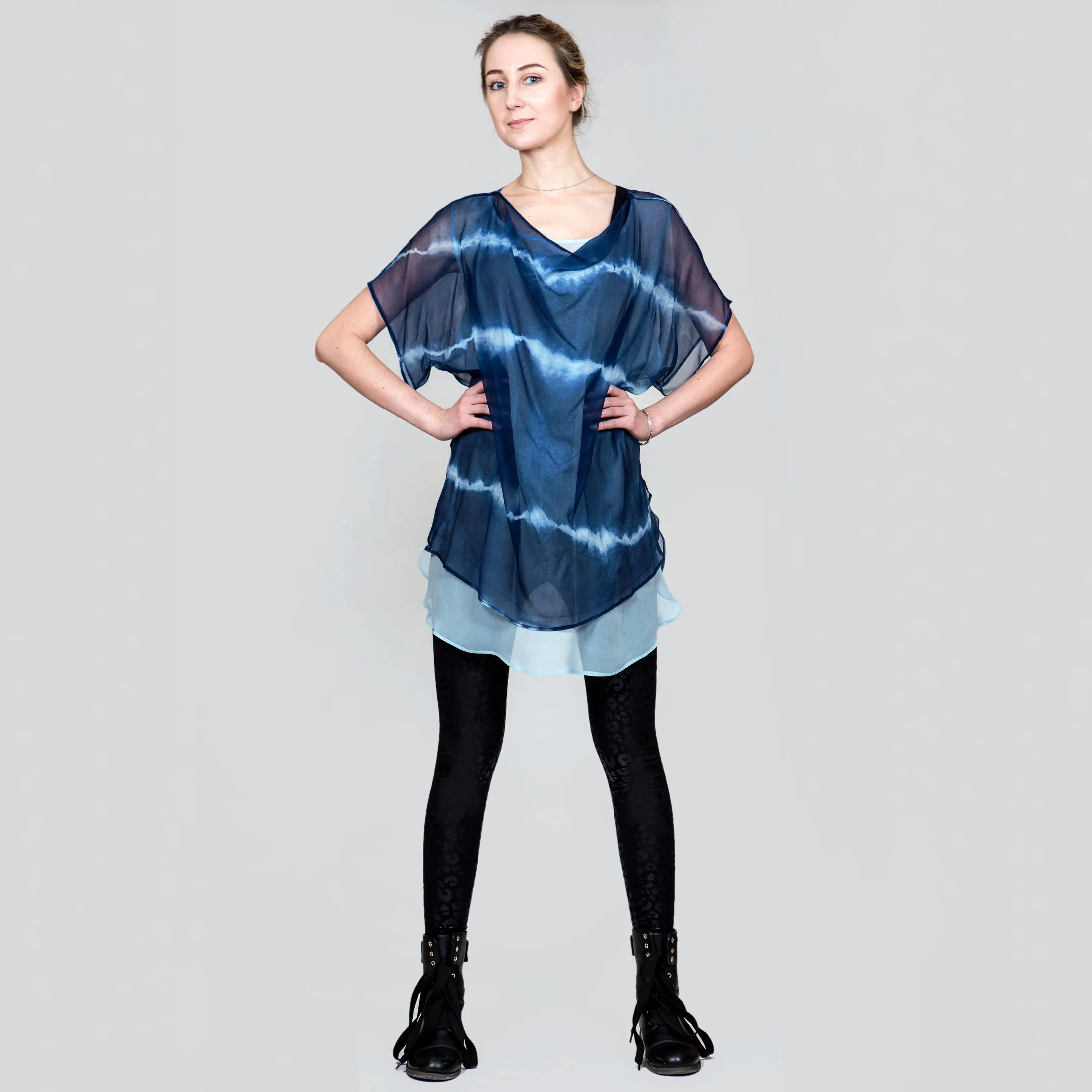 Indigo Goddess Top in Silk Chiffon