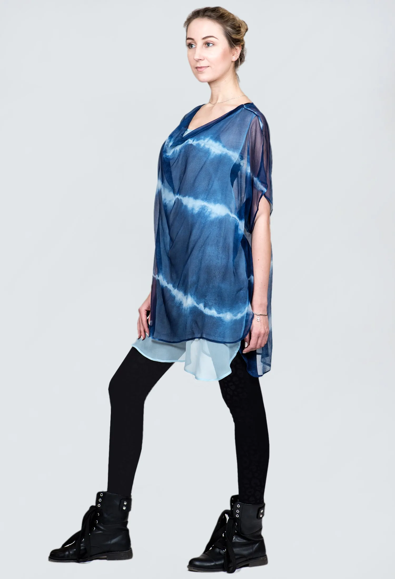 Indigo Goddess Top in Silk Chiffon