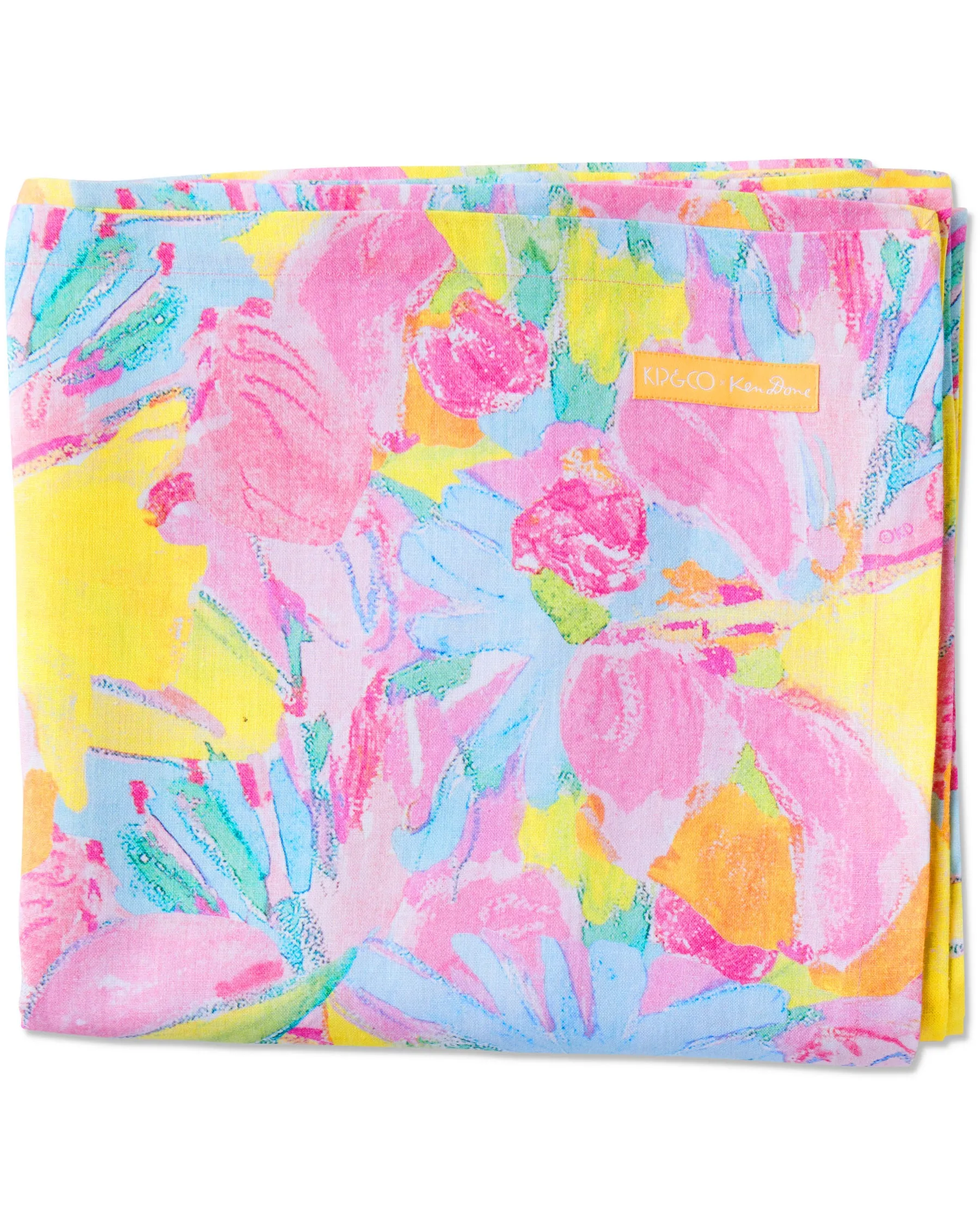 Kip&Co x Ken Done Pastel Blooms Linen Tablecloth