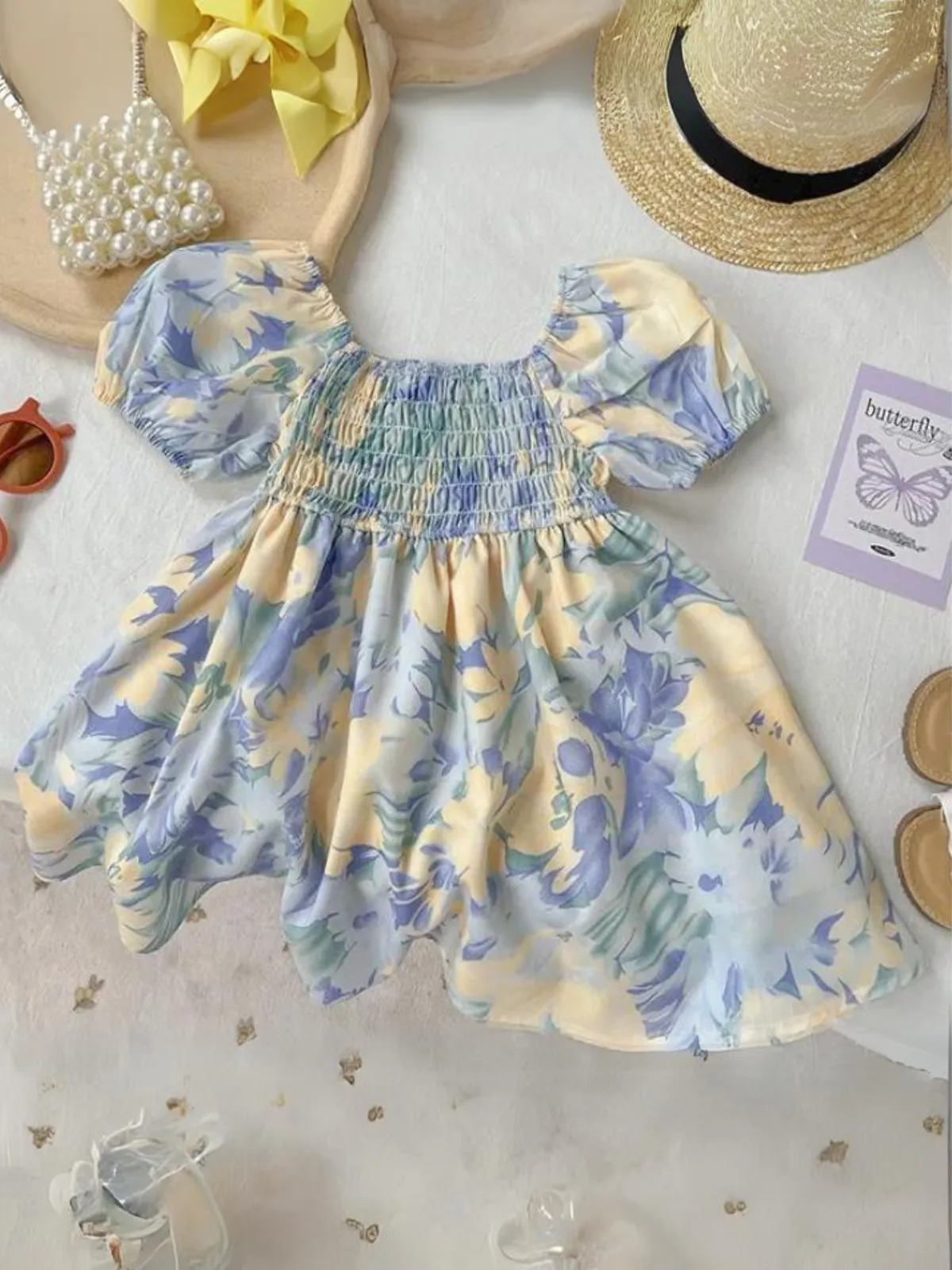 Mommy and Me Puff Sleeve Floral Smock Dress