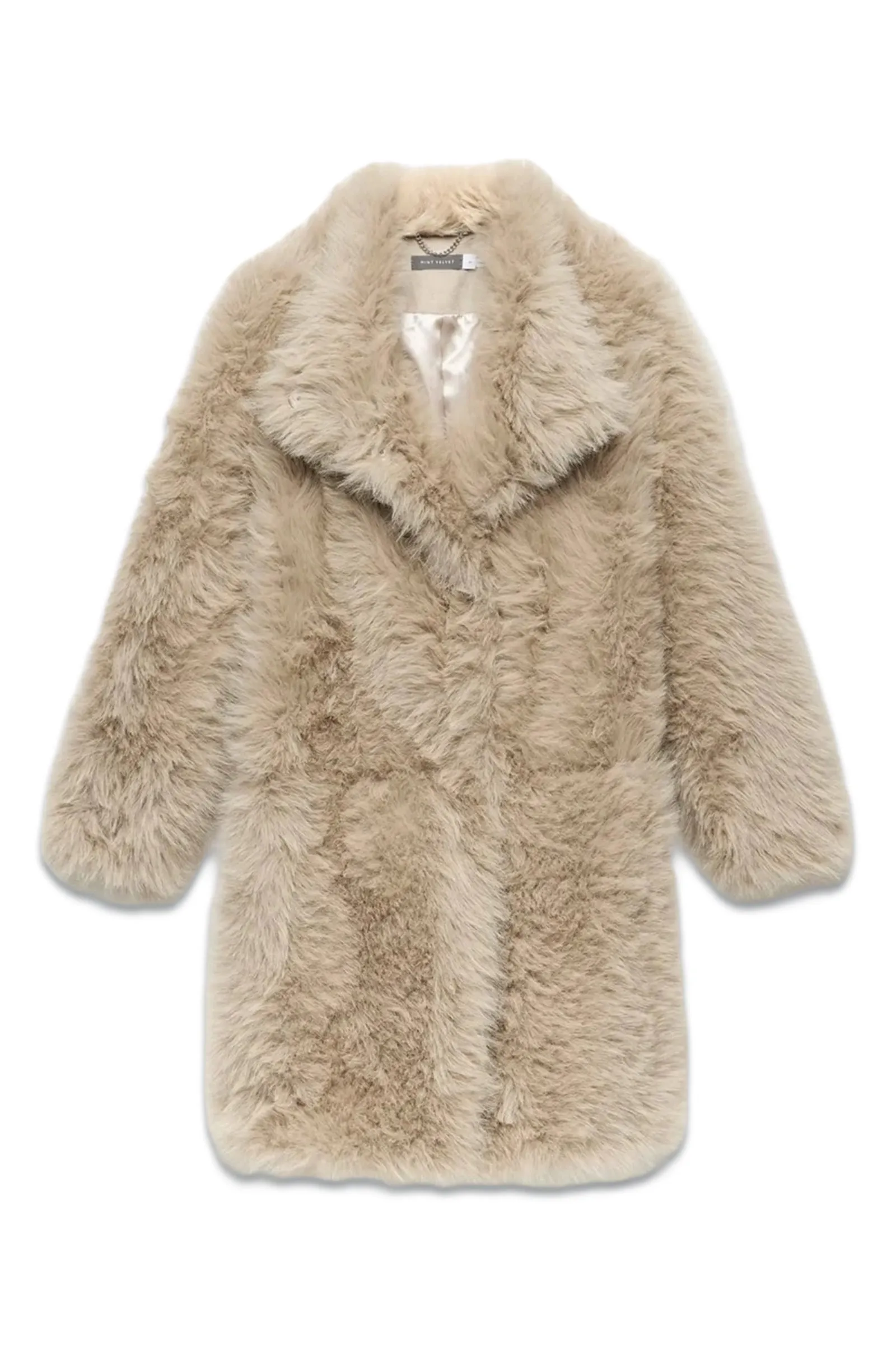 Neutral Longline Faux Fur Coat