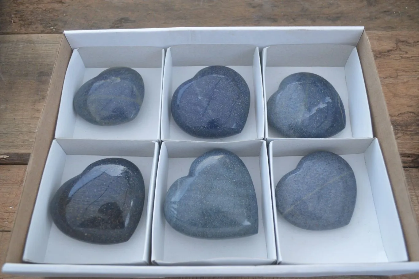 Polished  Blue Lazulite Hearts  x 6 From Madagascar