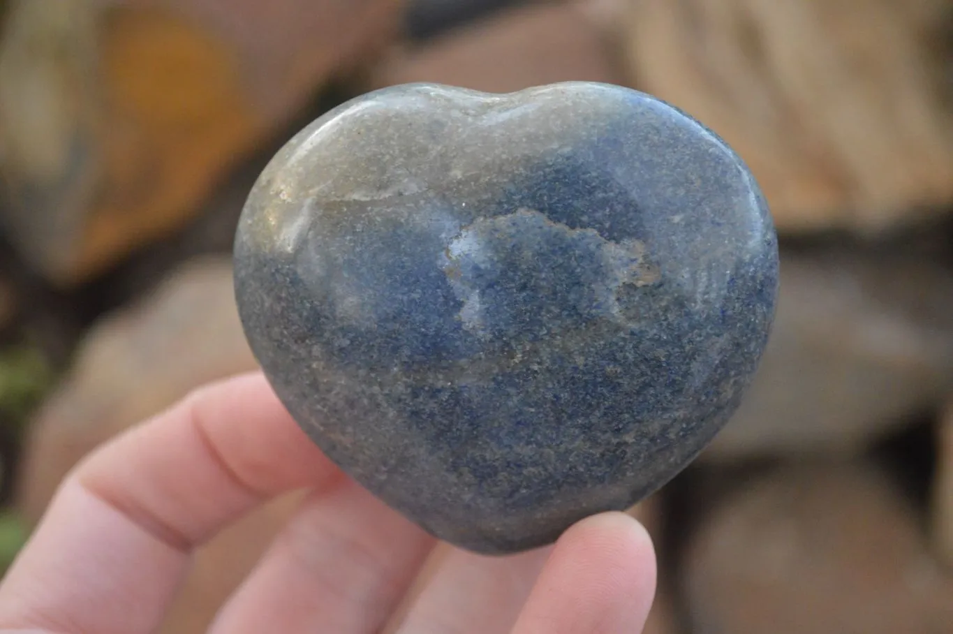 Polished  Blue Lazulite Hearts  x 6 From Madagascar