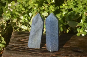 Polished Blue Lazulite Points  x 2 From Madagascar