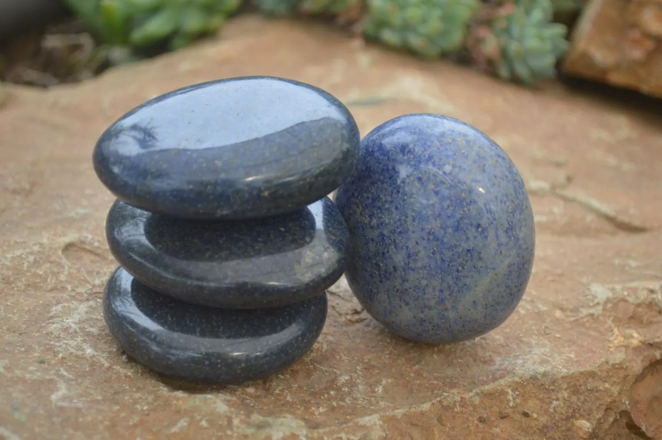 Polished Lazulite Palm Stones x 12 From Madagascar