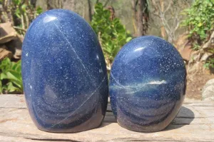 Polished Lazulite Standing Free Forms x 2 From Madagascar