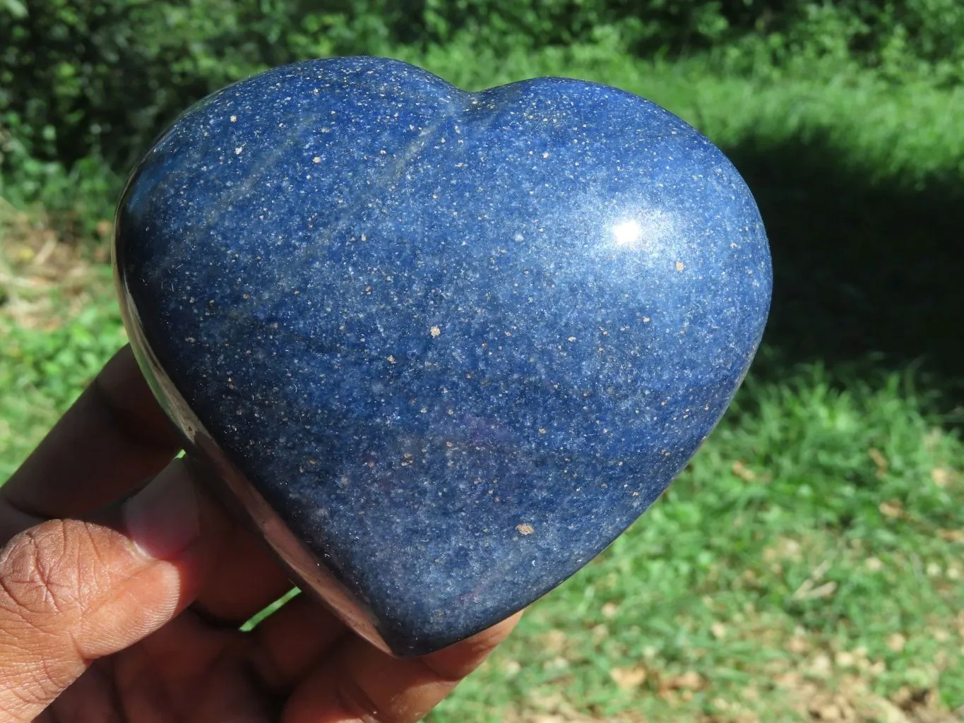 Polished Medium Sized Lazulite Hearts x 4 From Madagascar