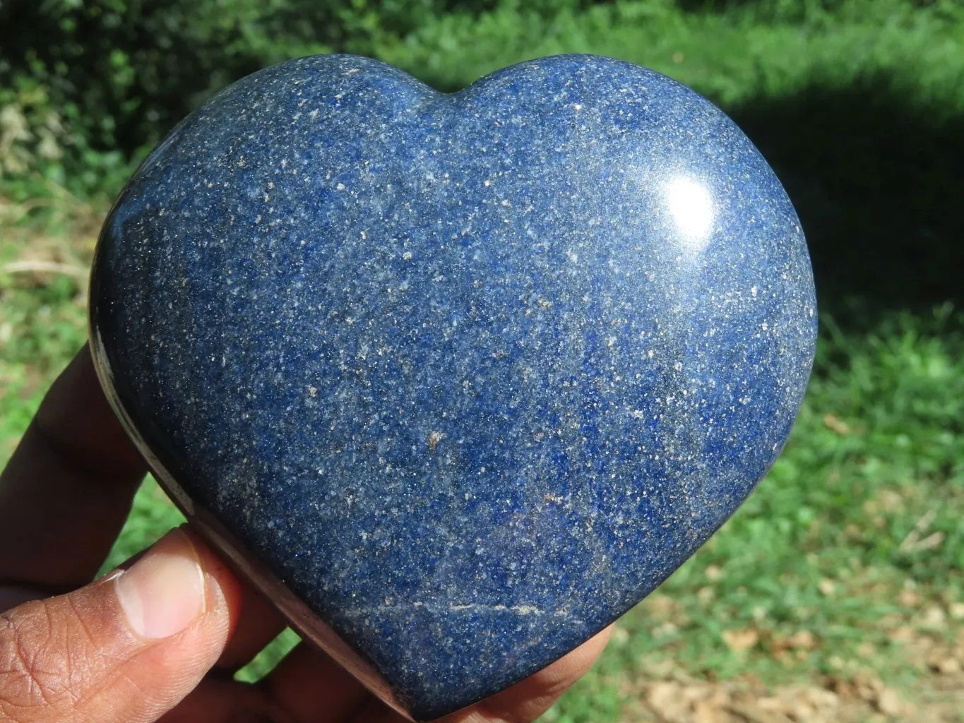 Polished Medium Sized Lazulite Hearts x 4 From Madagascar