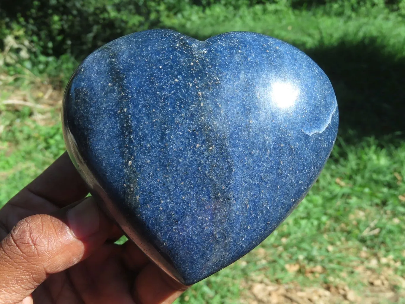 Polished Medium Sized Lazulite Hearts x 4 From Madagascar