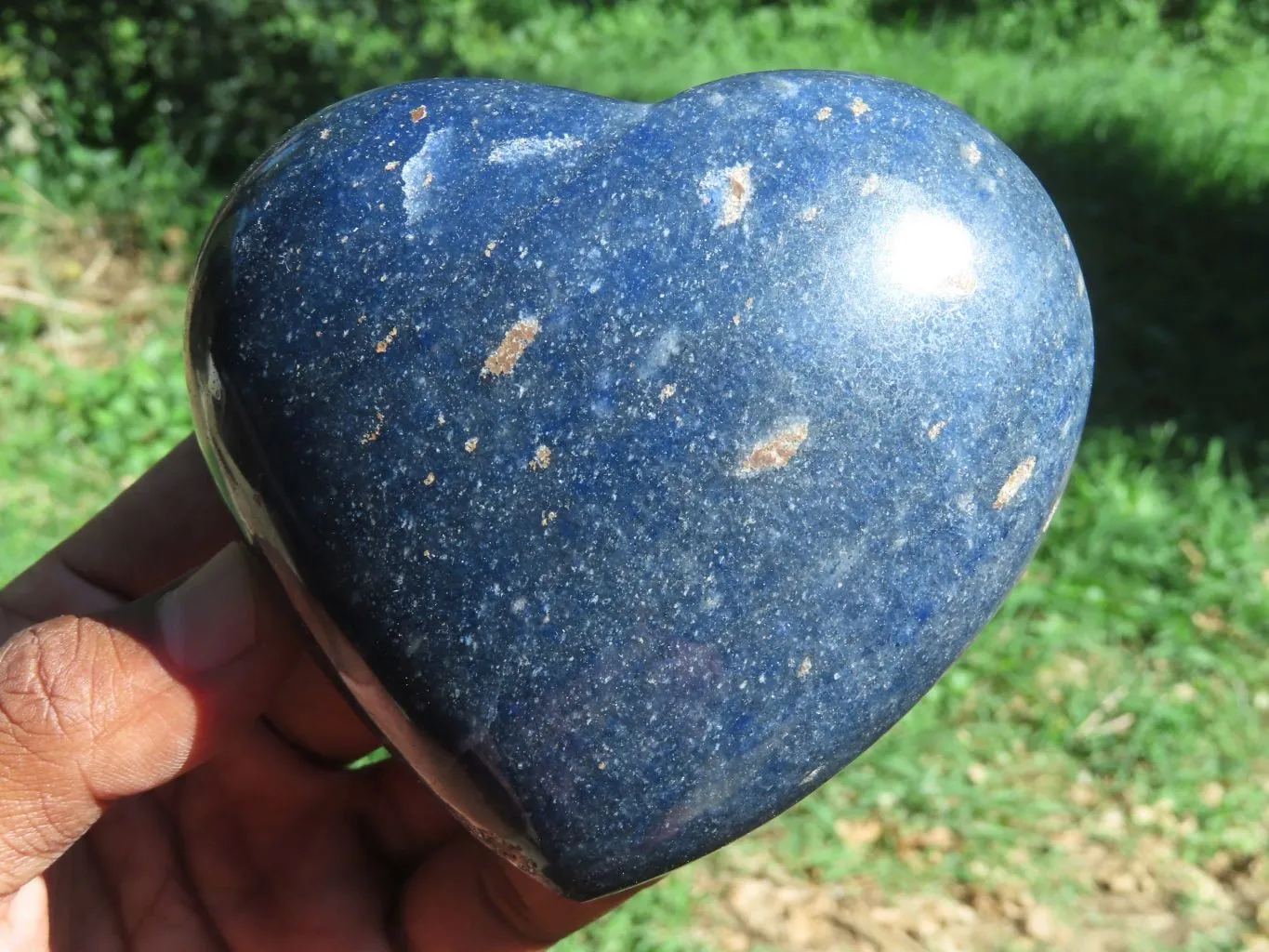 Polished Medium Sized Lazulite Hearts x 4 From Madagascar