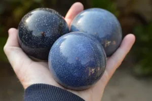 Polished Solid Blue Stunning Lazulite Spheres  x 4 From Ambatfinhandrana, Madagascar