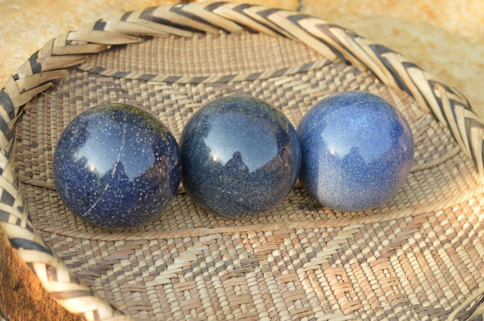 Polished Solid Blue Stunning Lazulite Spheres  x 4 From Ambatfinhandrana, Madagascar