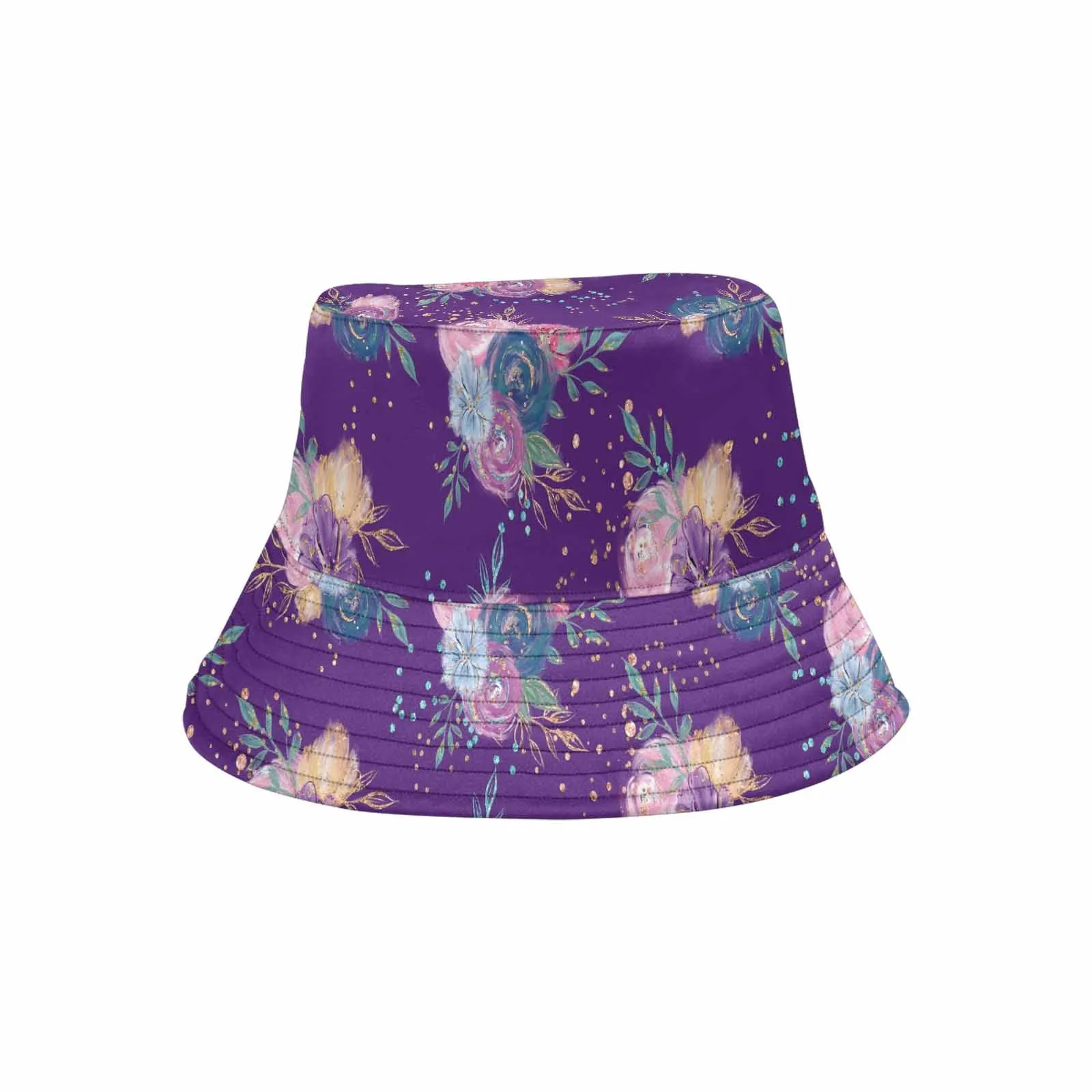 Purple Floral  Unisex Summer Single-Layer Bucket Hat