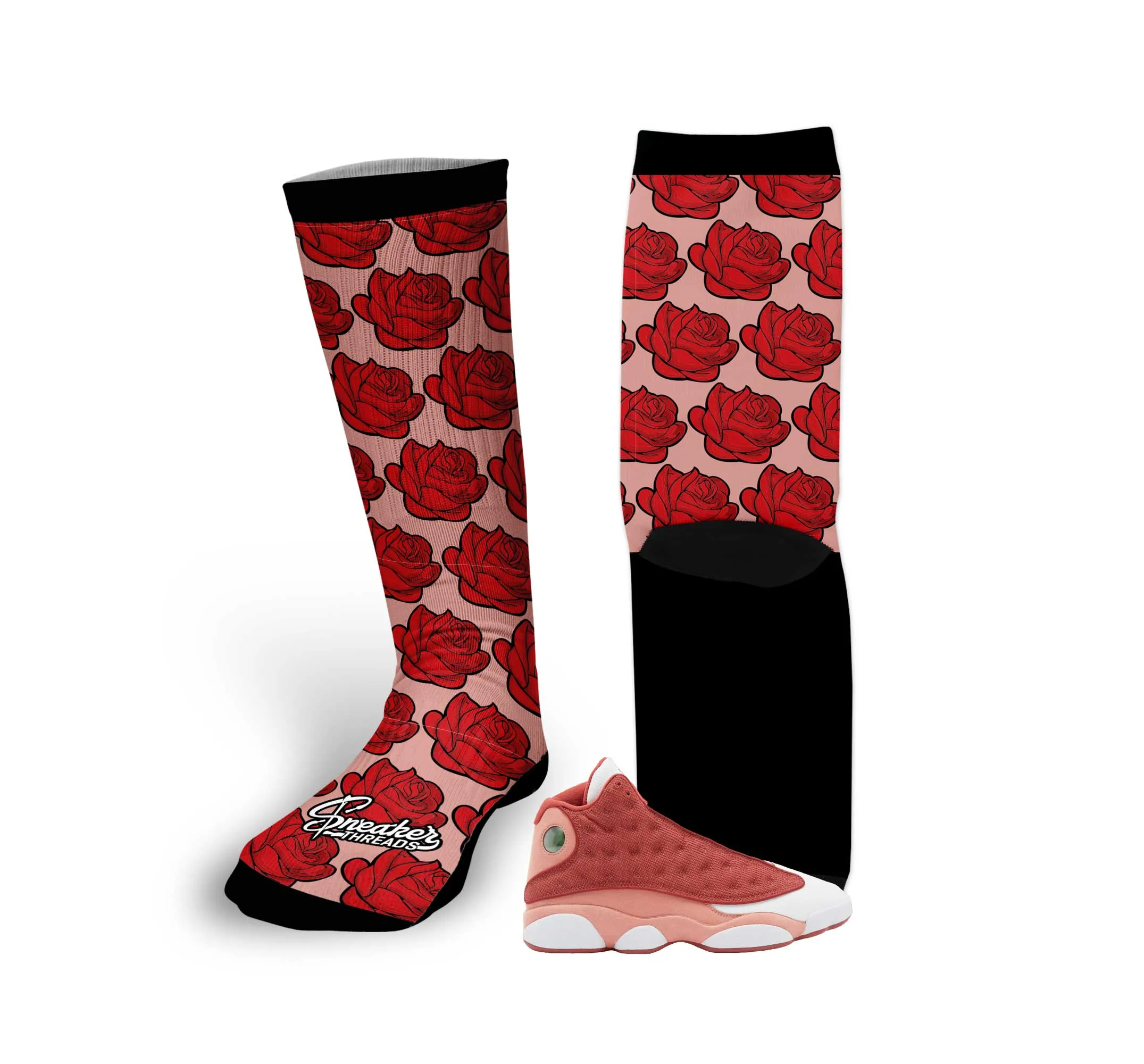 Retro 13 Dune Red Roses Socks