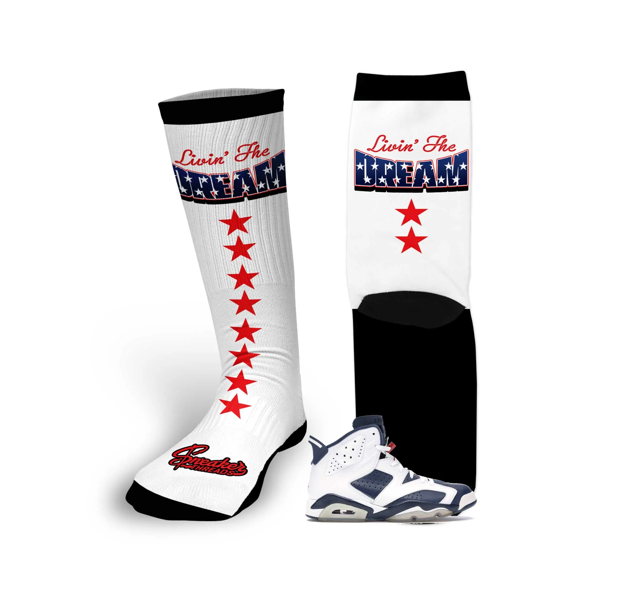 Retro 6 Olympic Living The Dream Socks