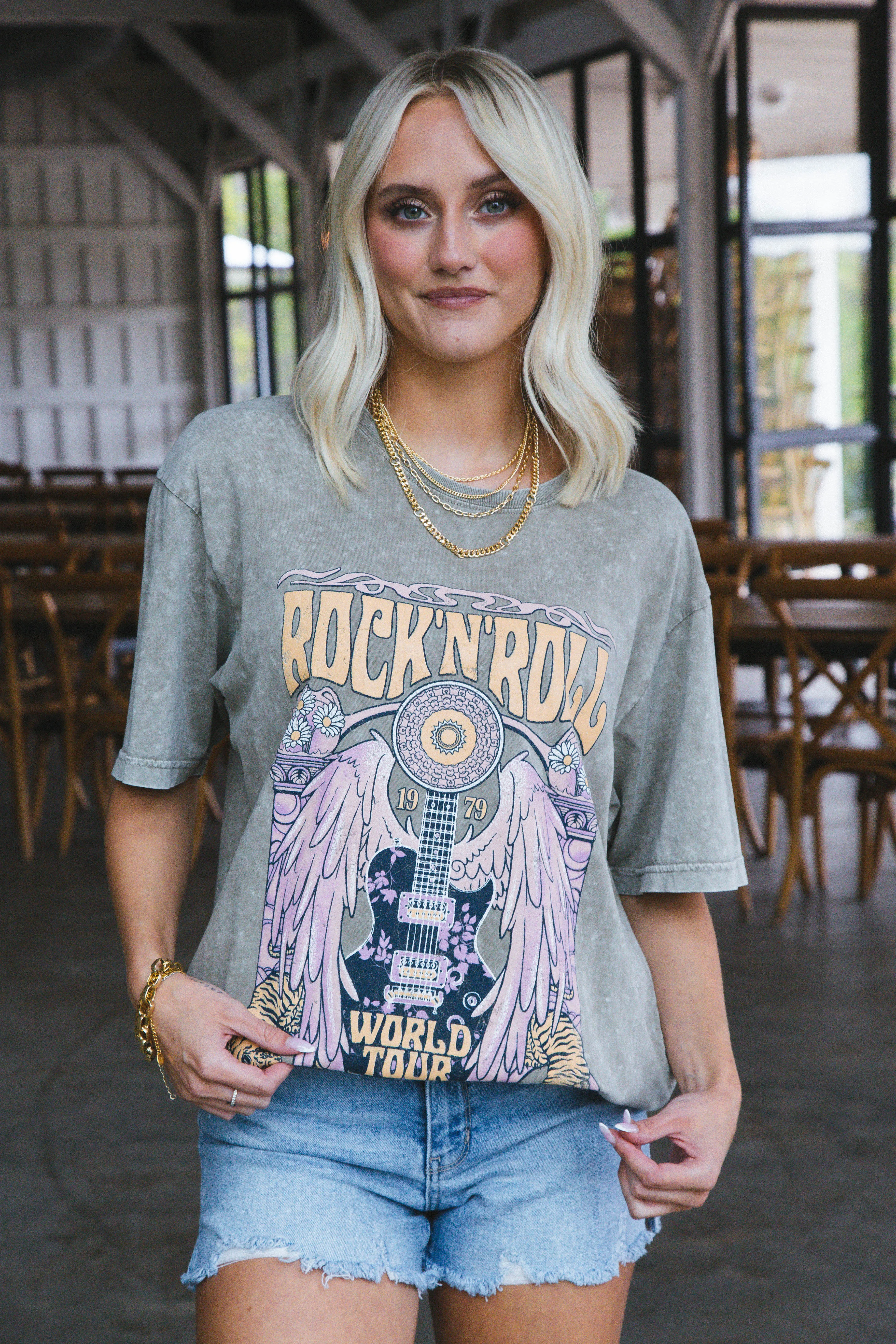 Rock N Roll World Tour Tee, Mocha | Extended Sizes