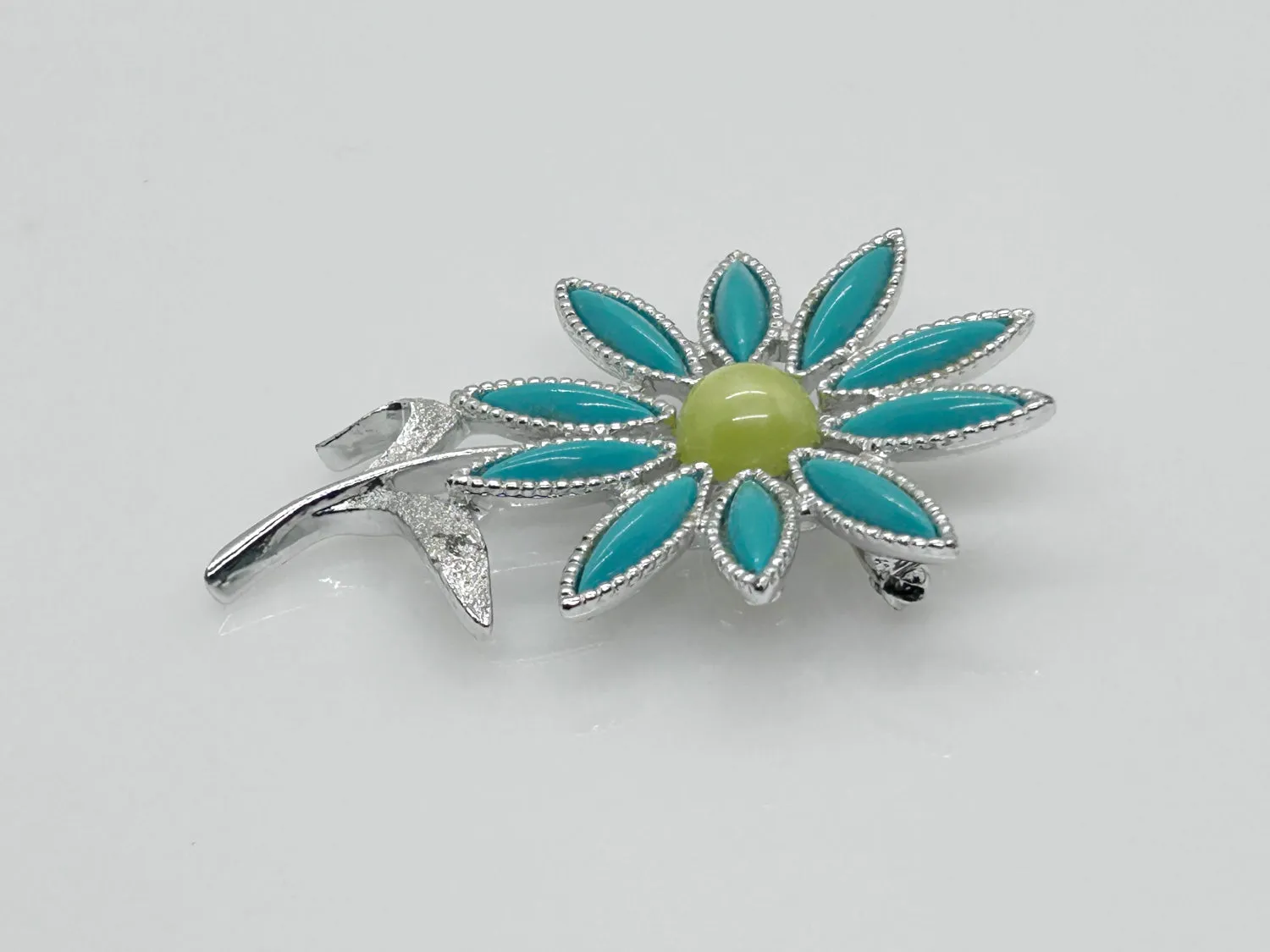 Sarah Coventry Cheerful Teal Petals Flower Brooch