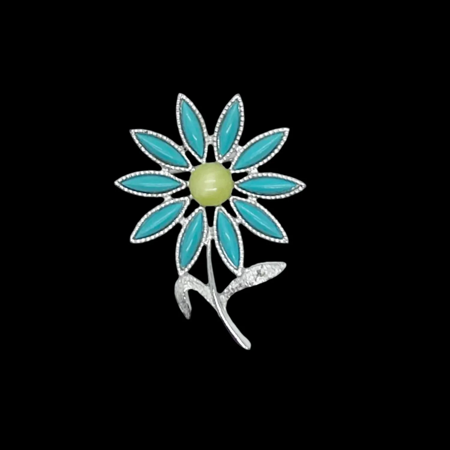 Sarah Coventry Cheerful Teal Petals Flower Brooch