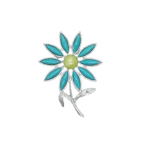 Sarah Coventry Cheerful Teal Petals Flower Brooch