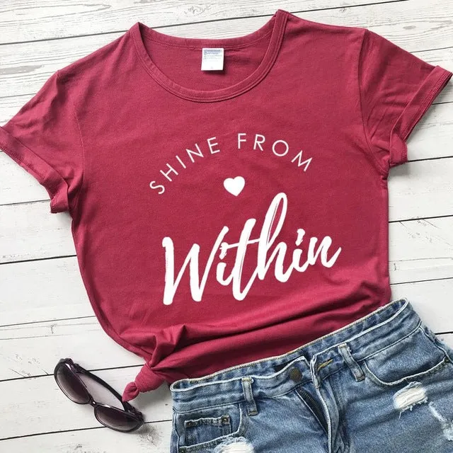 Shine From Within Heart Christian Statement Shirt