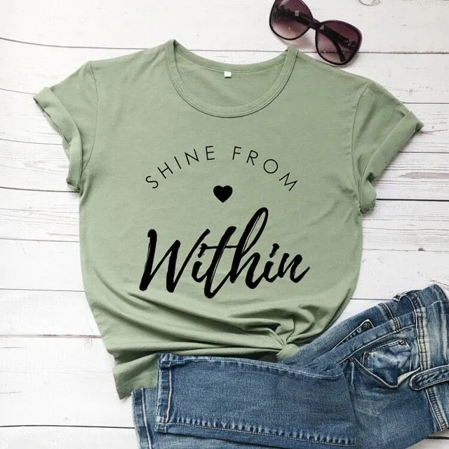 Shine From Within Heart Christian Statement Shirt