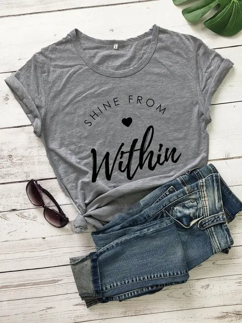 Shine From Within Heart Christian Statement Shirt