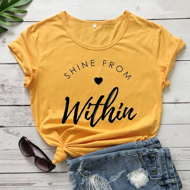 Shine From Within Heart Christian Statement Shirt