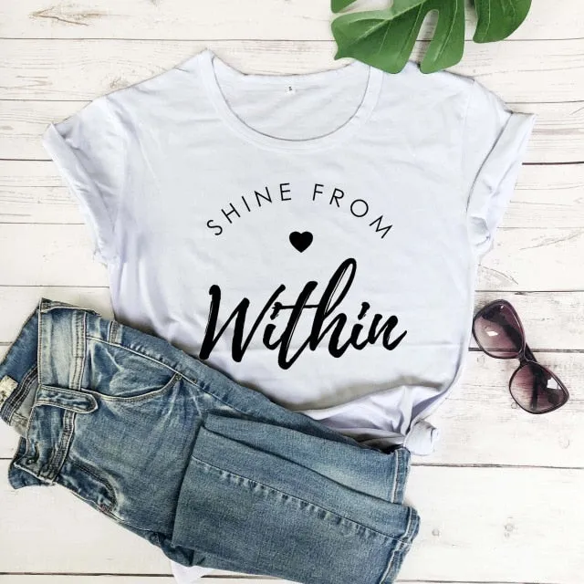 Shine From Within Heart Christian Statement Shirt