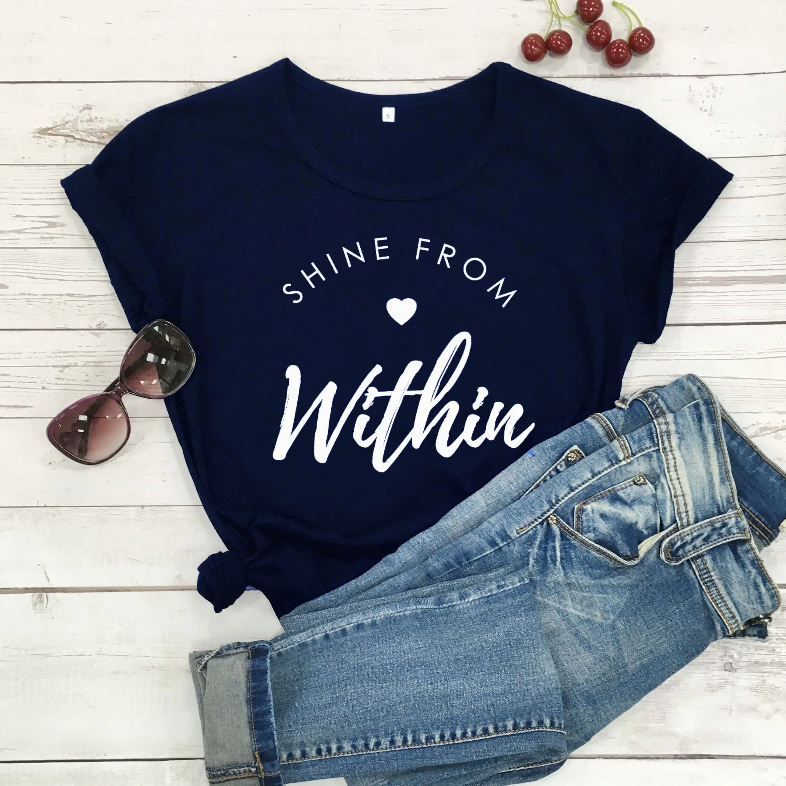 Shine From Within Heart Christian Statement Shirt