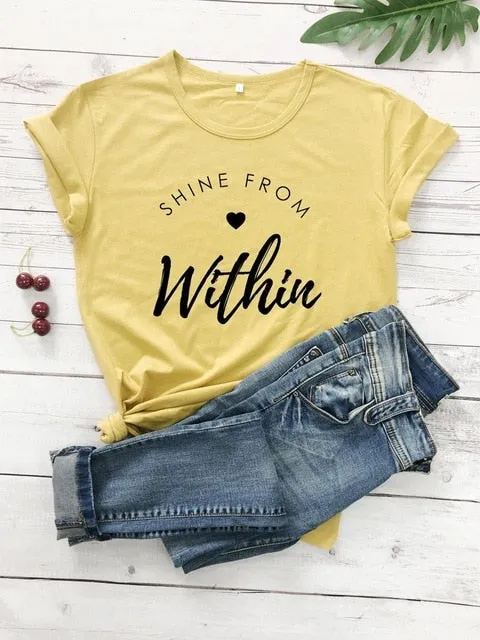 Shine From Within Heart Christian Statement Shirt