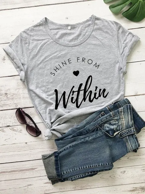 Shine From Within Heart Christian Statement Shirt