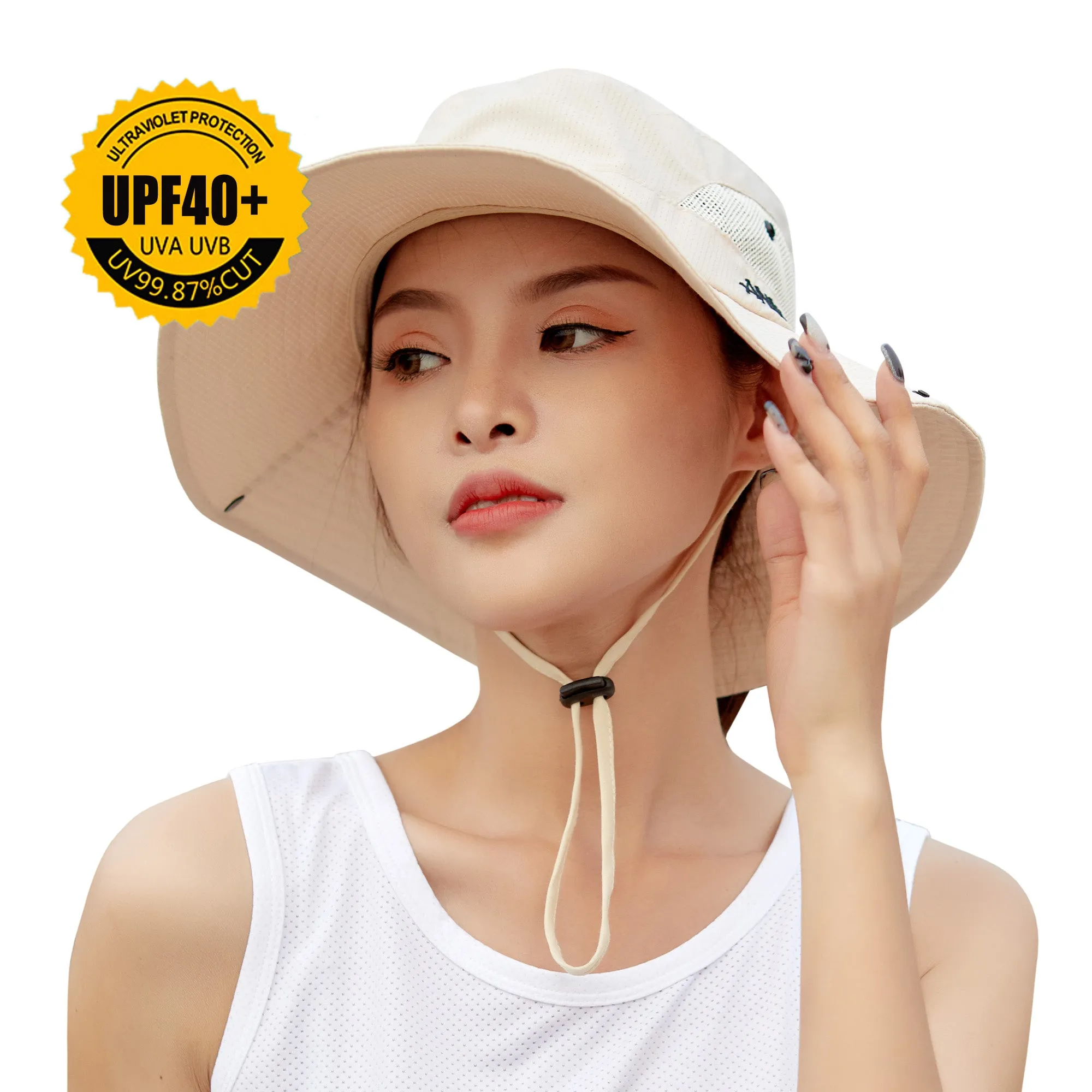 Sidiou Group Anniou Fishing Hat Women UPF40  UV Protection Summer Mesh Bucket Hat Foldable Wide Brim Sun Hat Outdoor Travel with Adjustable Chin Strap