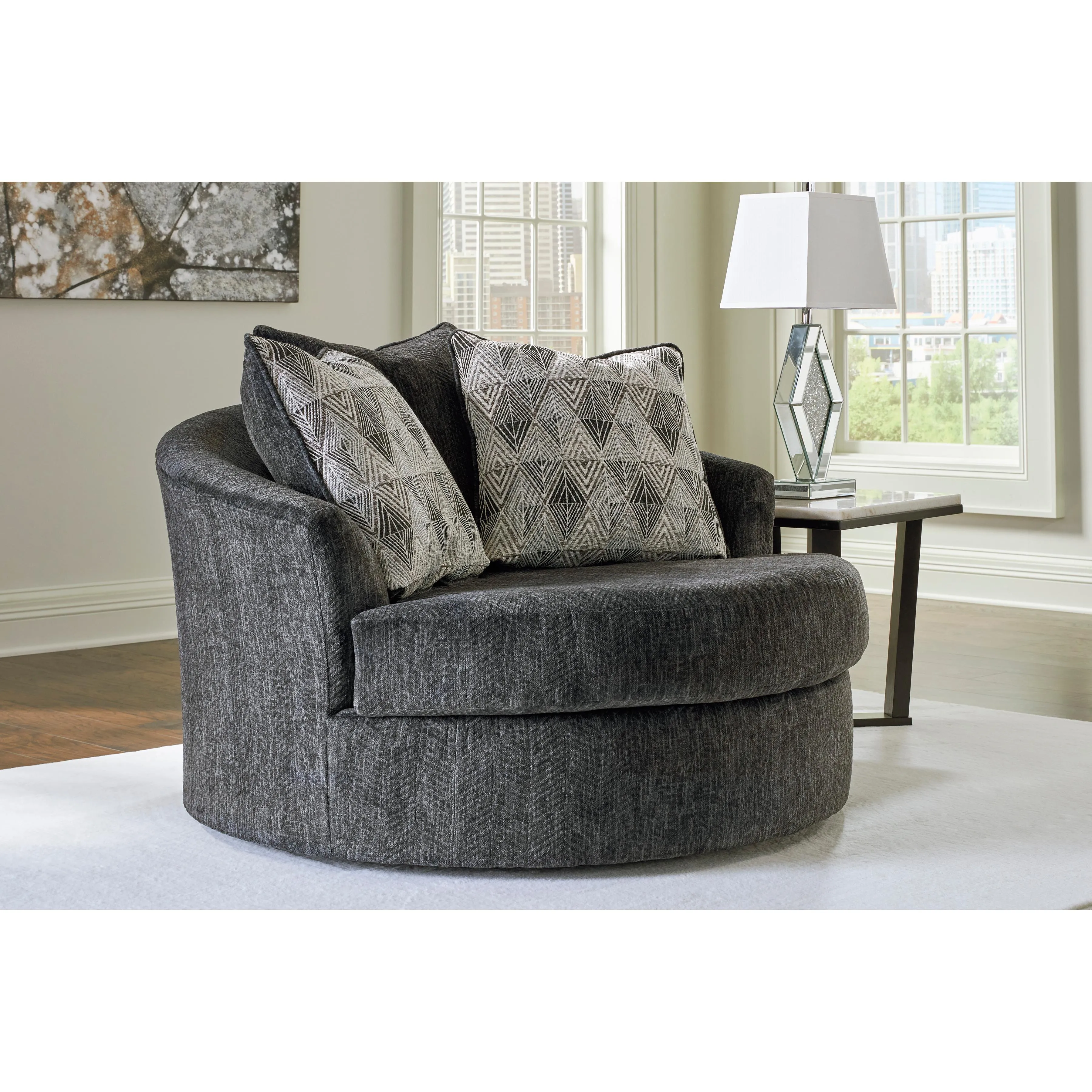 Signature Design by Ashley Biddeford Swivel Fabric Chair with Ottoman 3550408/3550421