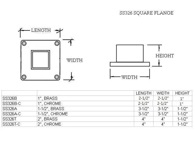 Square Flange For 1" Square Tubing