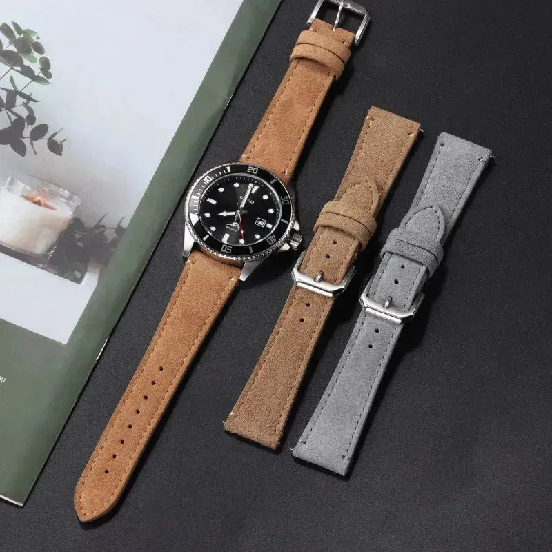 Suede Leather Strap Quick Release Watch Band