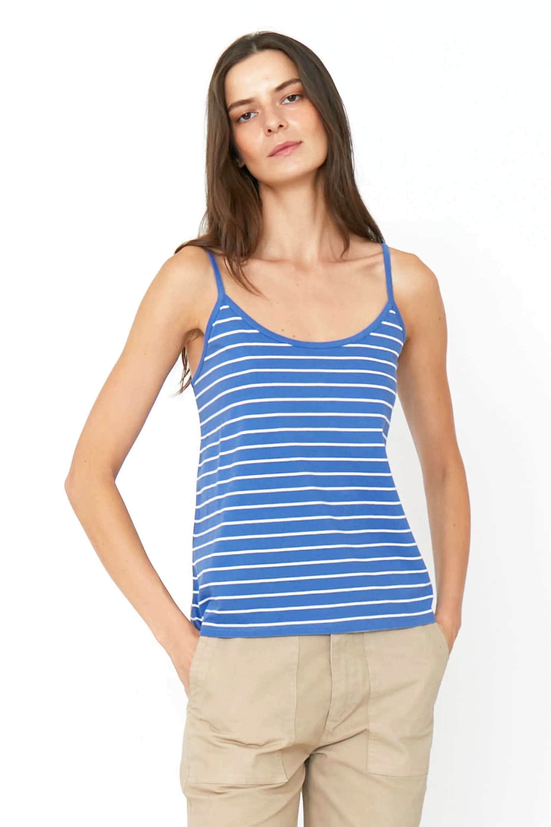 The New Spaghetti Tank - Denim/White