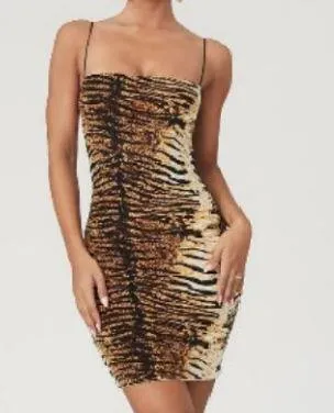 Tiger Print Strappy Bodycon Dress