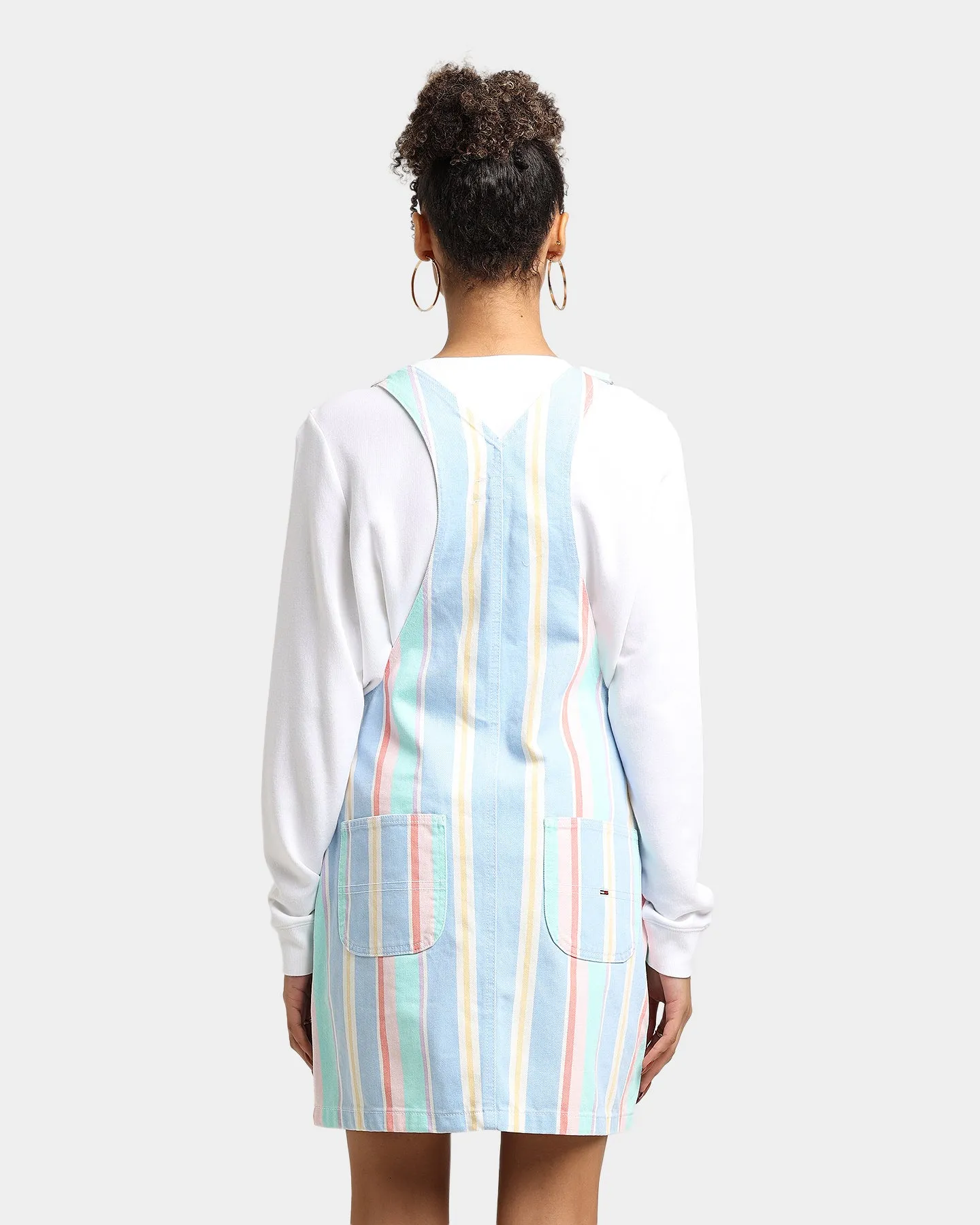 Tommy Jeans Women's Stripe Dungaree Dress Light Powdery Blue