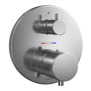 TOTO TBV01407U#CP Round Thermostatic Mixing Valve with Volume Control Shower Trim, Polished Chrome