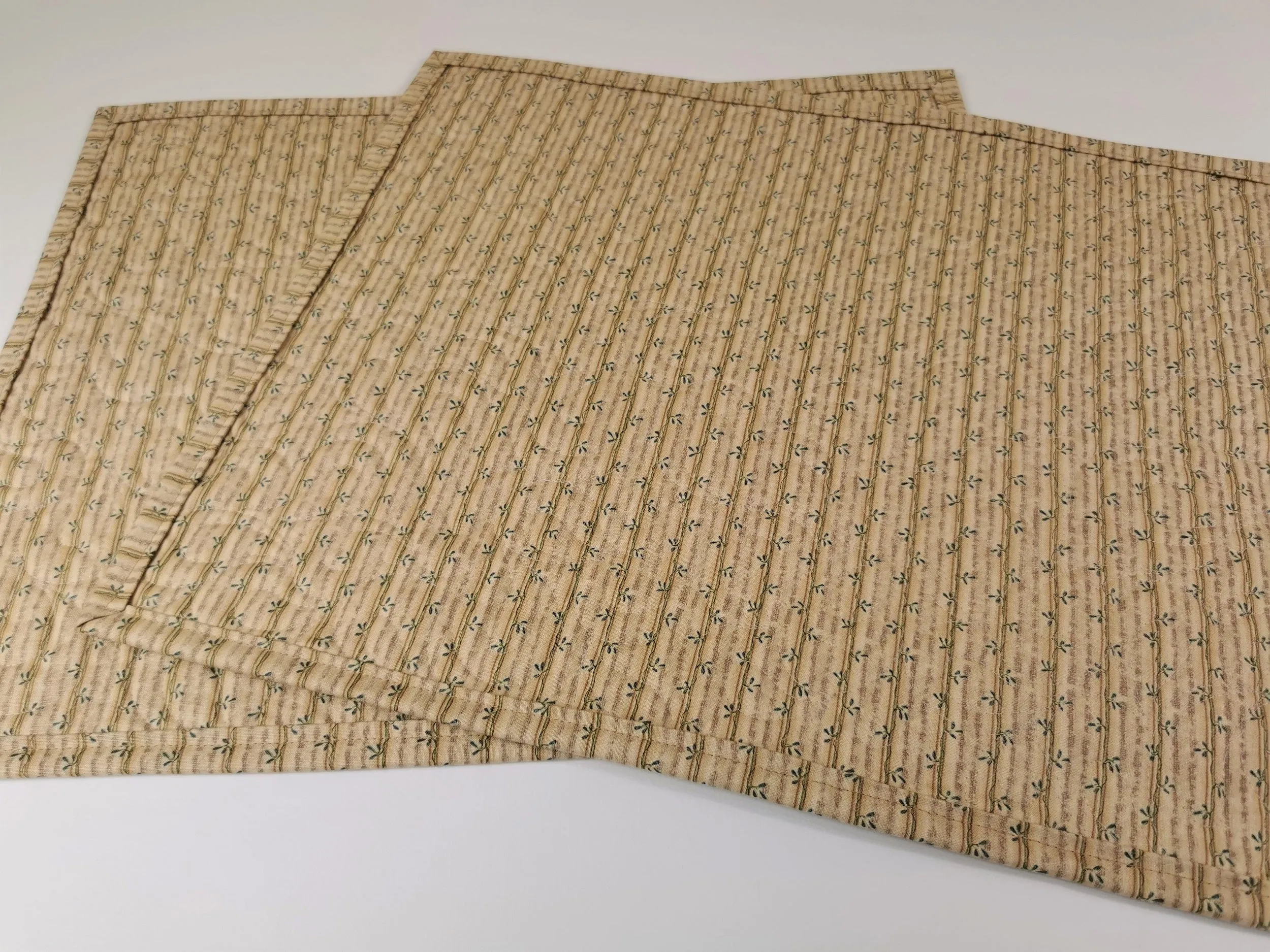 Two Neutral Quilted Placemats