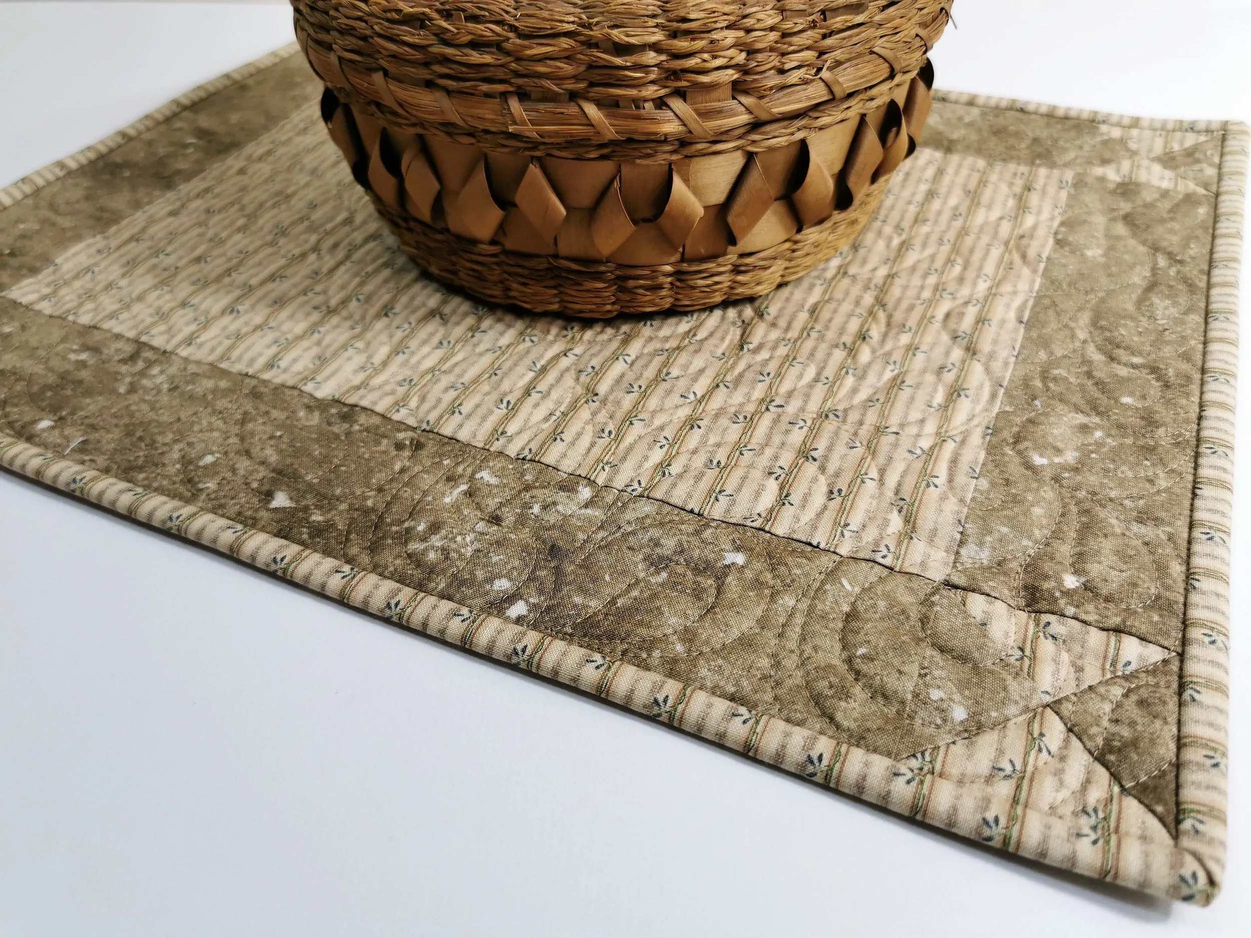 Two Neutral Quilted Placemats