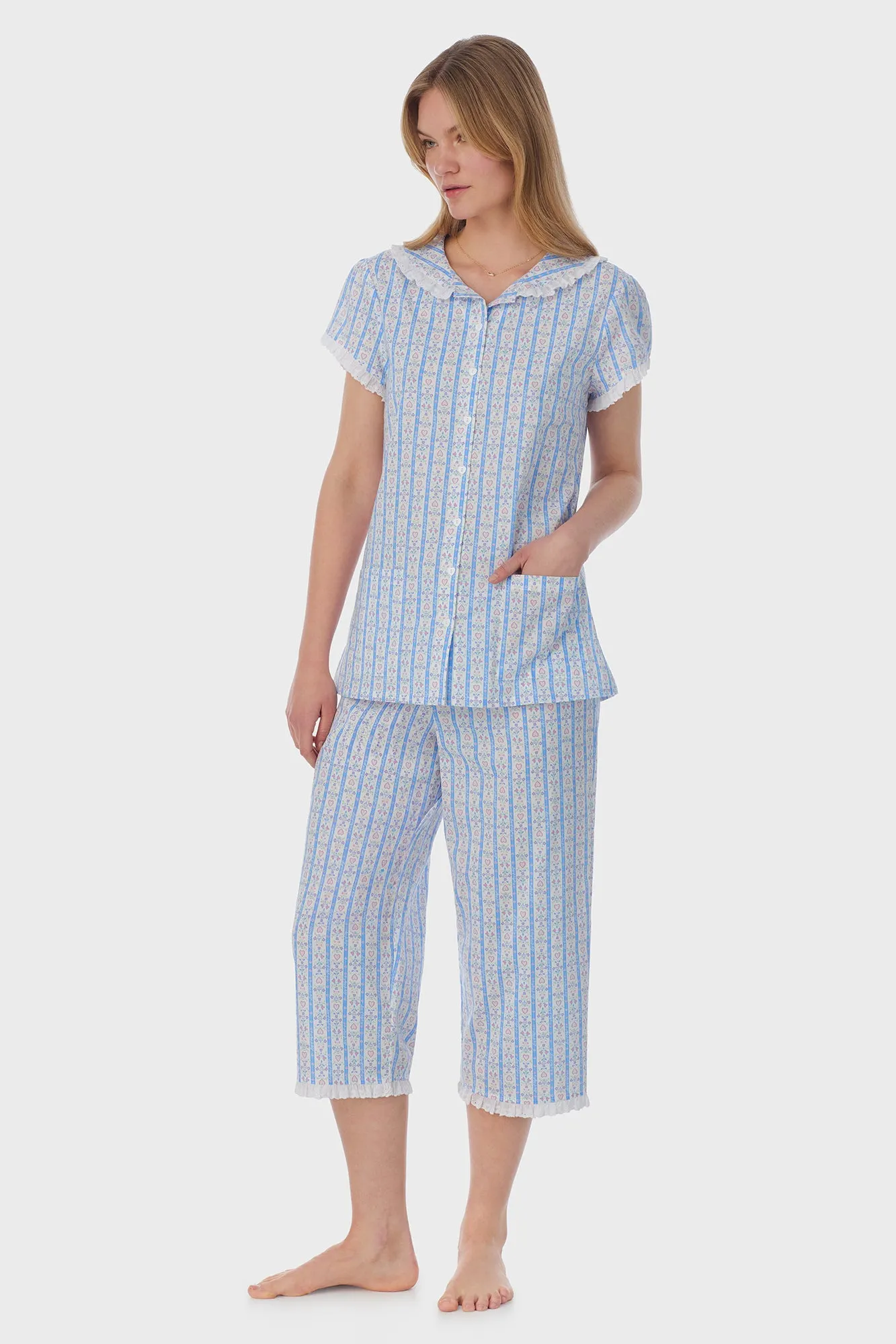 Tyrolean Heart Cotton Capri Pajama Set