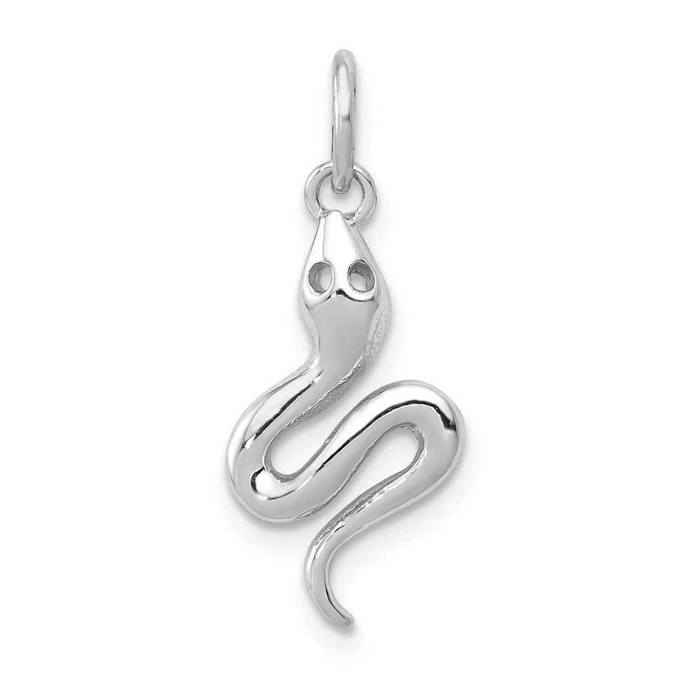 White Gold Solid Polished Serpent Charm