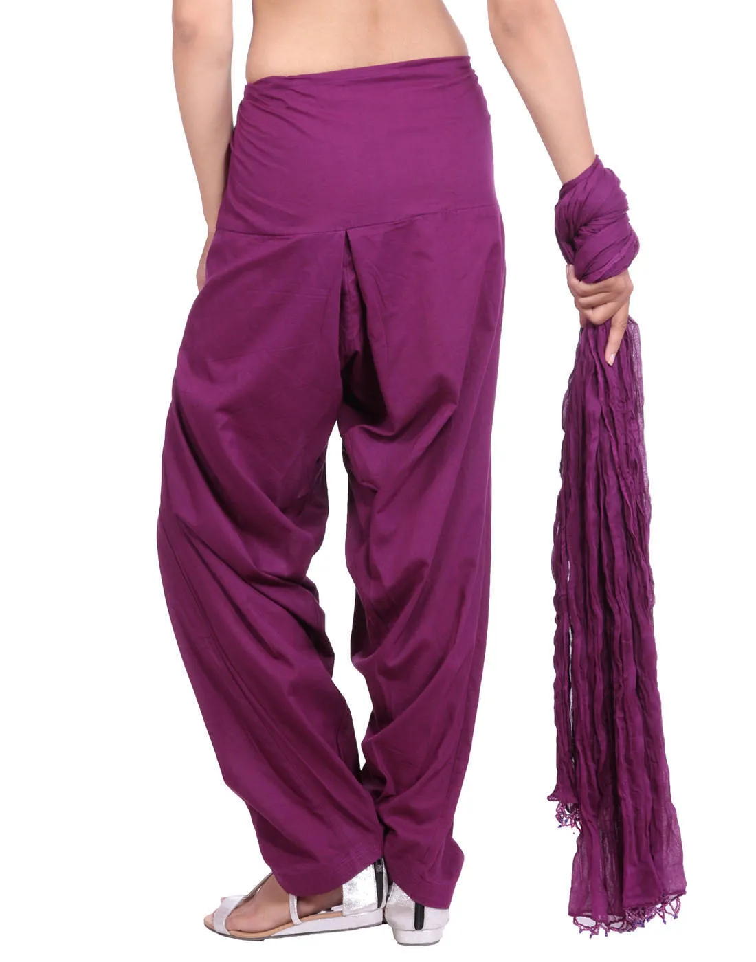 Wine Cotton Patiala Salwar And Dupatta Set