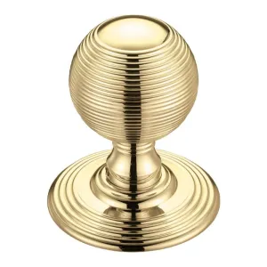 Zoo Ringed Mortice Knob on Round Rose - Concealed Fix - Solid-Polished Brass